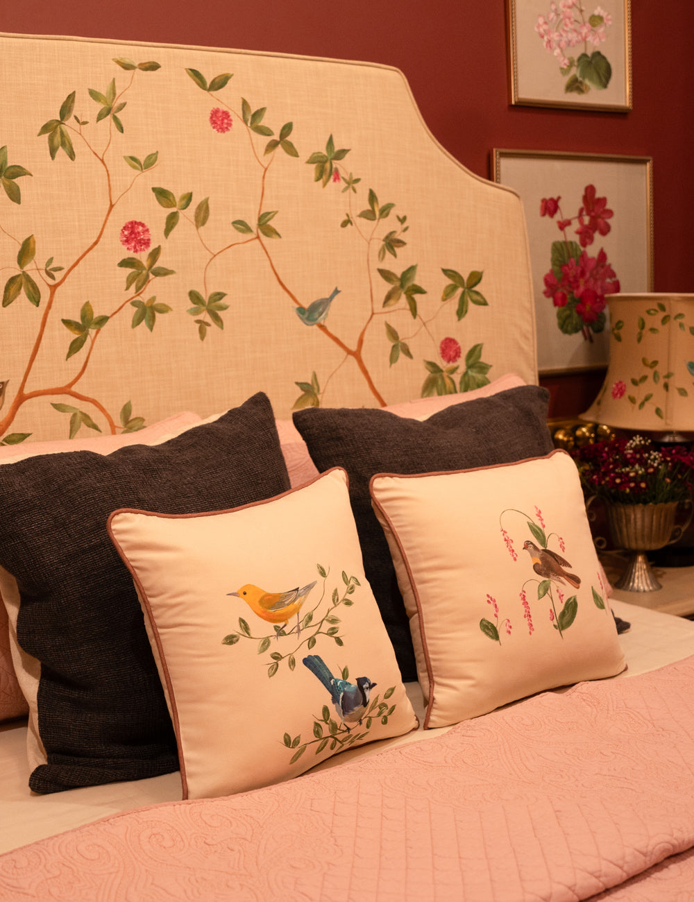 Hand-Painted Tanager Harmony Cushion (Set of 2)