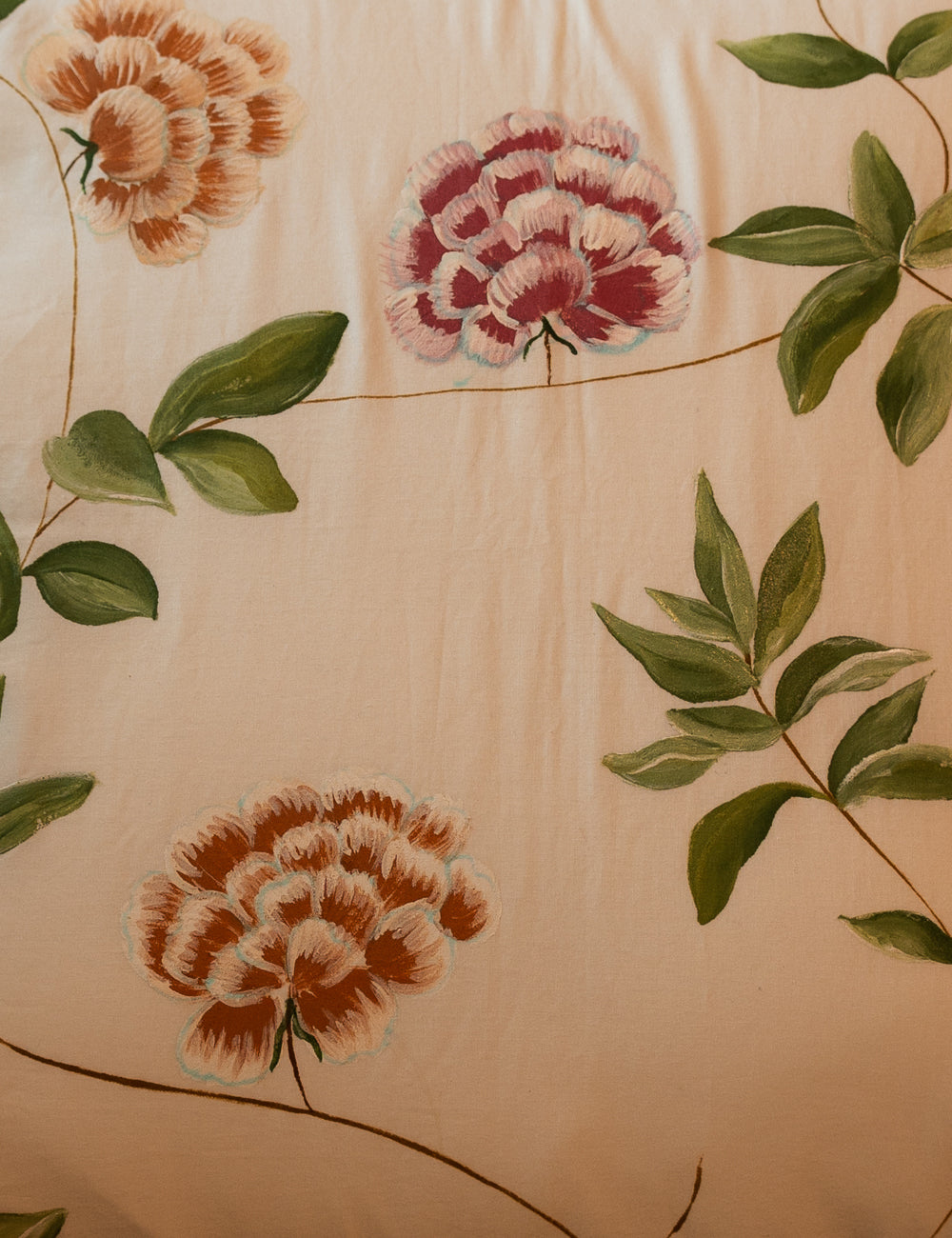 Hand-Painted Carnation Elegance Cushion (Set of 2)