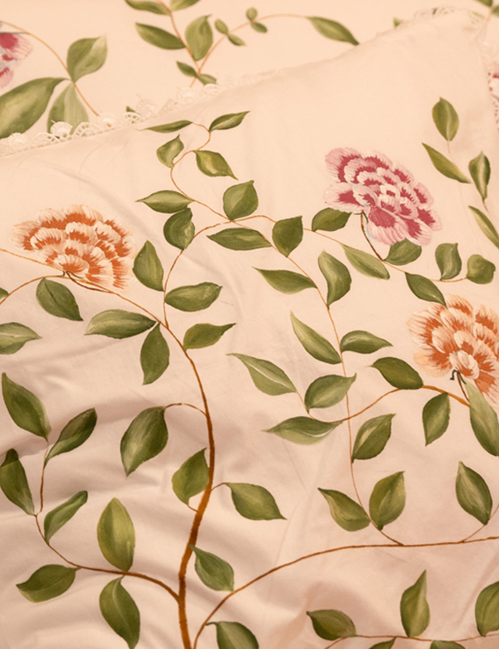 Hand-Painted Carnation Cushion (Set of 2)