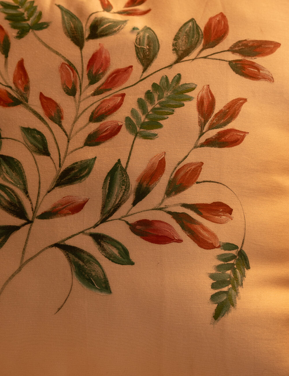 Hand-Painted Budding Elegance Cushion Cover (Set of 2)