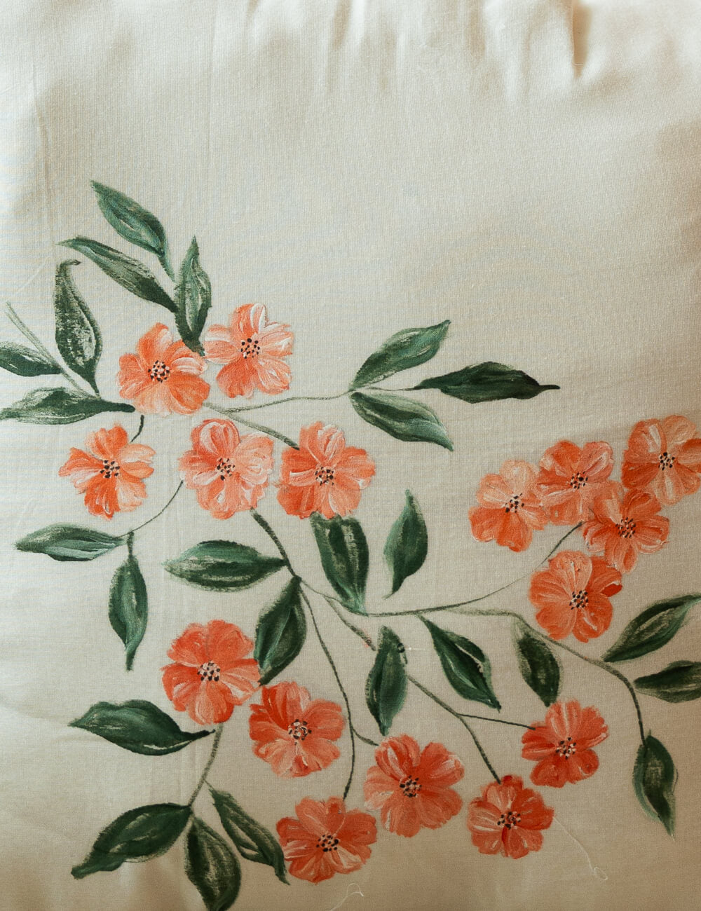 Hand-Painted Hibiscus Bloom Cushion (Set of 2)