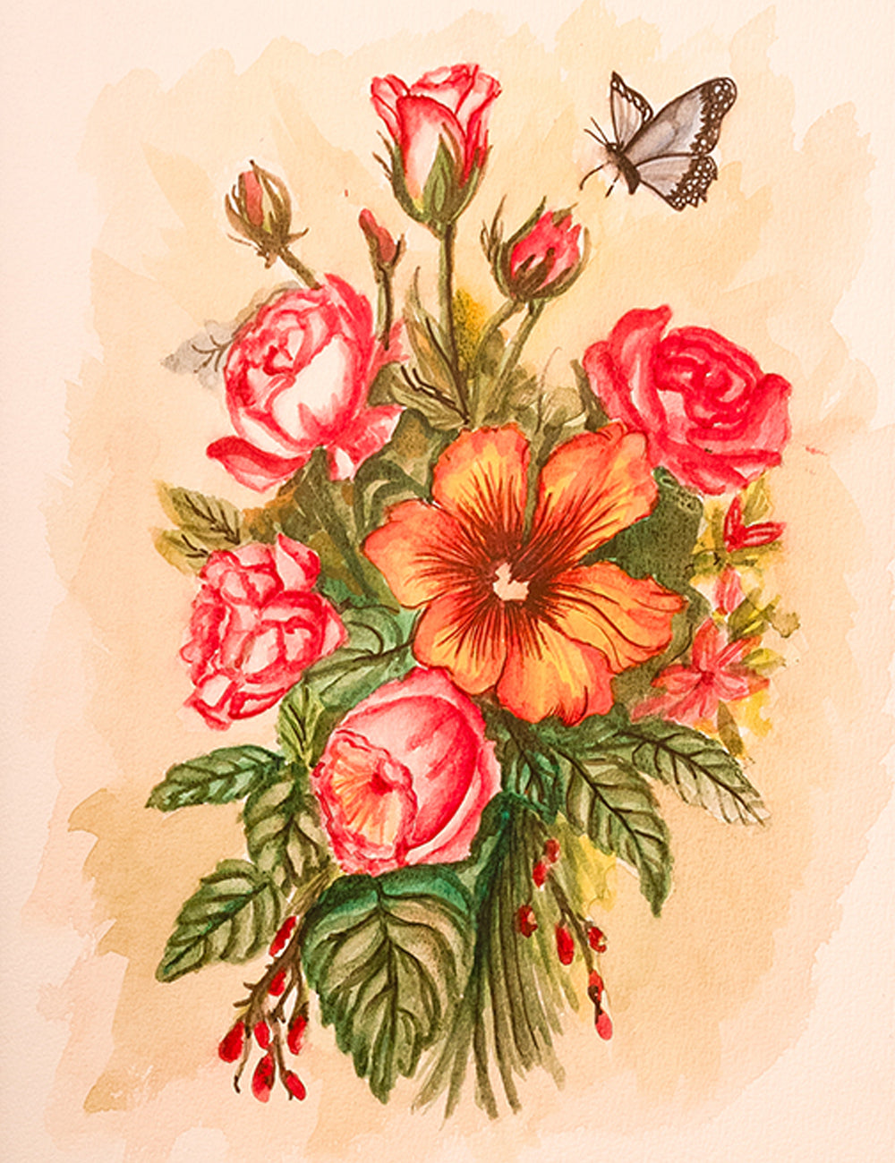 Hand-Painted Floral Harmony