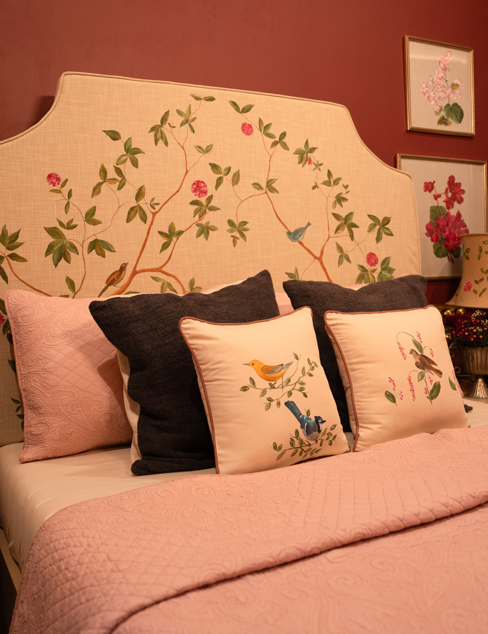 Hand-Painted Rose Garden Headboard
