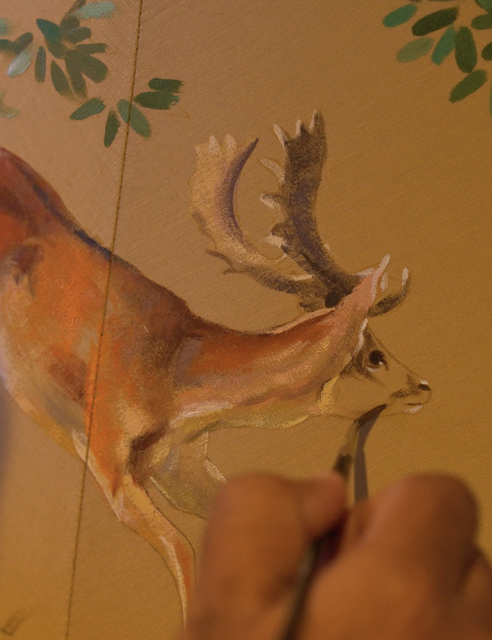 Hand-Painted Majestic Reindeer Lampshade (Set of 2)