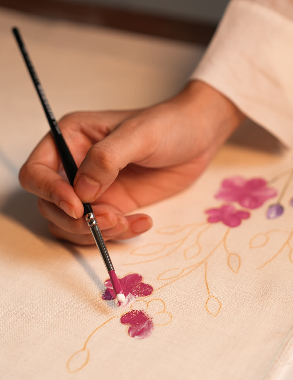 Hand Painted Larkspur Table Linen