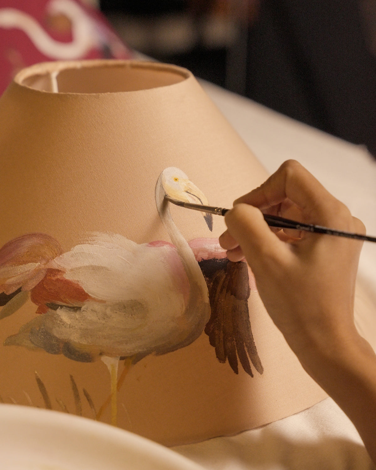 Hand-Painted Flamingo-Family Lampshade (Set of 2)
