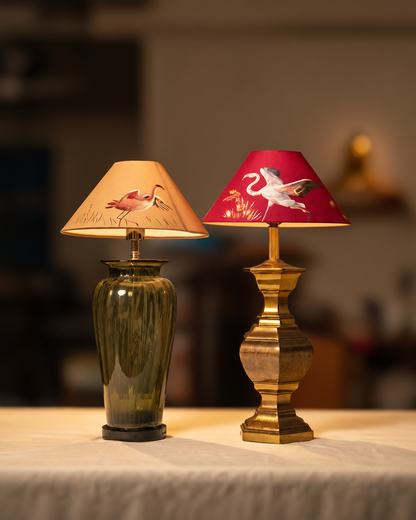 Hand-Painted Flamingo-Family Lampshade (Set of 2)