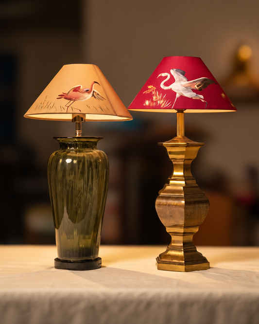 Hand-Painted Flamingo-Family Lampshade (Set of 2)