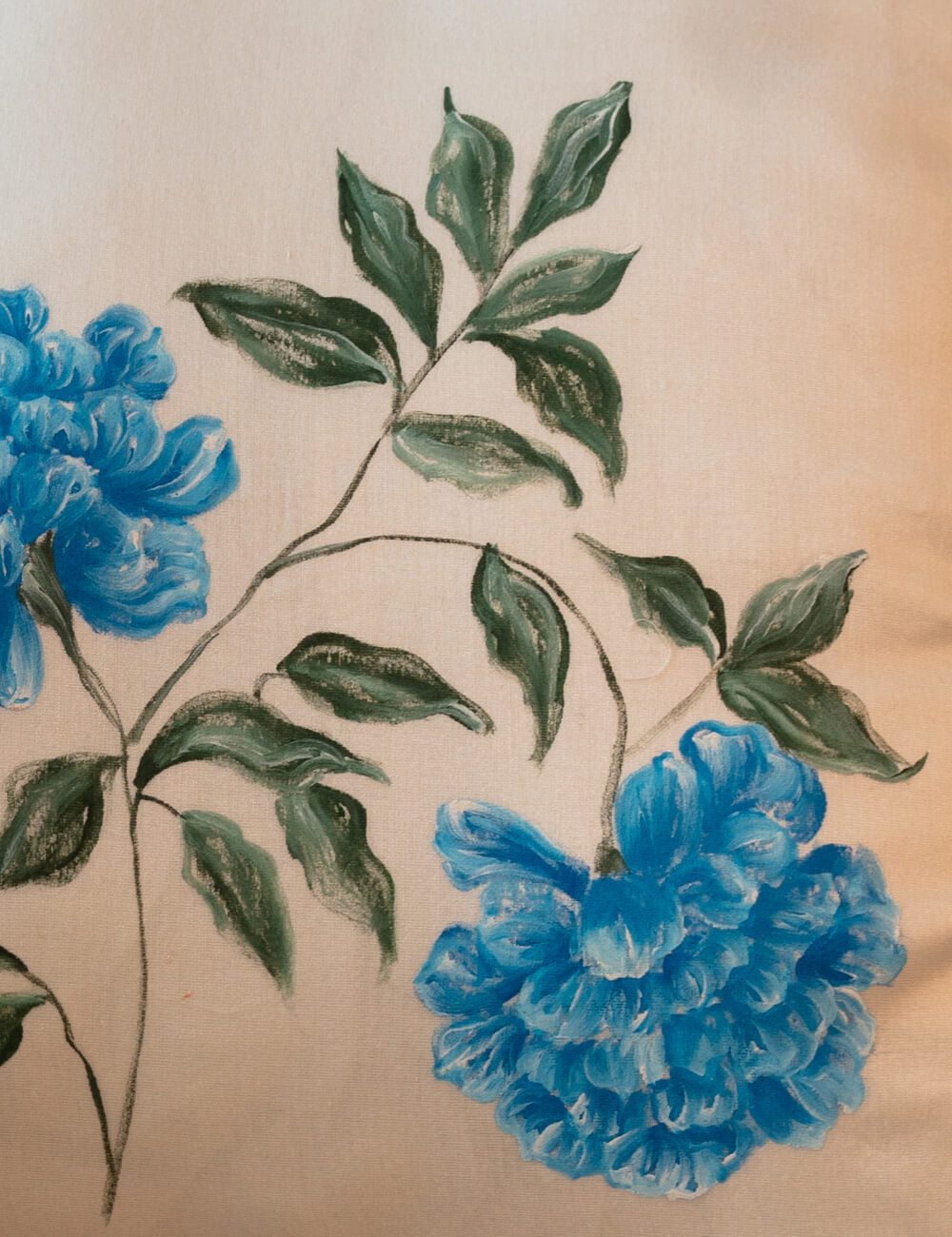 Hand-Painted Peony Cushion Cover