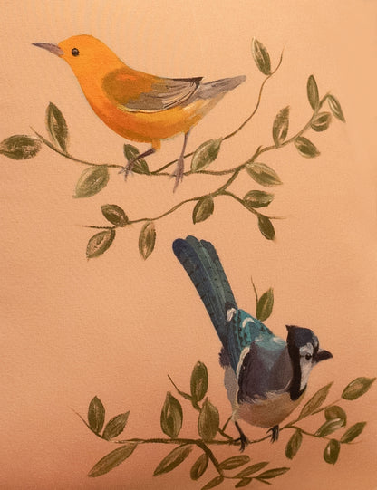 Hand-Painted Tanager Harmony Cushion