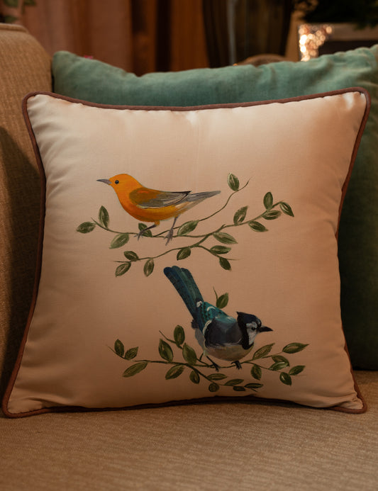 Hand-Painted Tanager Harmony Cushion