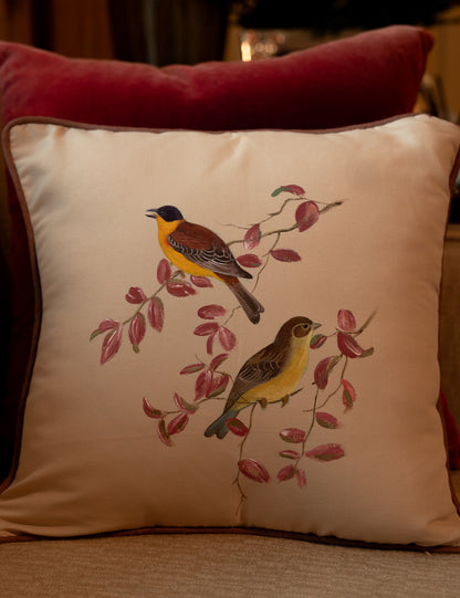 Hand-Painted Songbird Serenity Cushion Cover