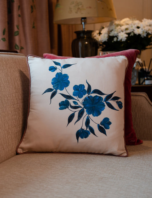 Hand-Painted Hibiscus Cushion