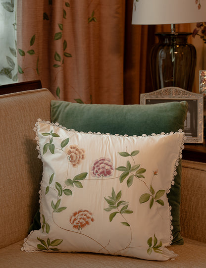 Hand-Painted Carnation Elegance Cushion