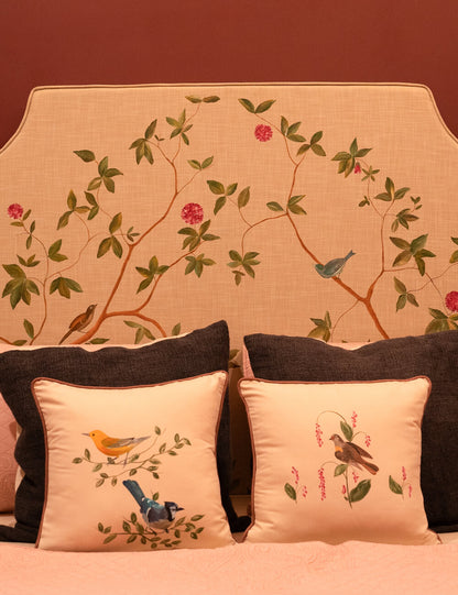 Hand-Painted Thrush Cushion Cover