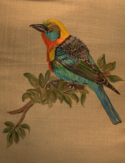 Hand-Painted Golden-Headed Manakin Cushion Cover