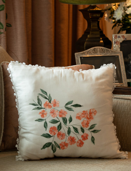 Hand-Painted Hibiscus Bloom Cushion