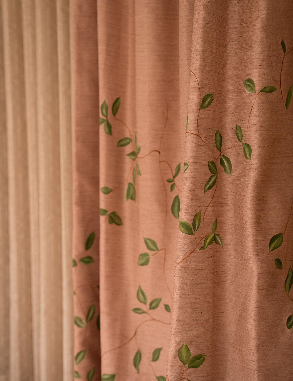 Hand Painted Leaf Curtains