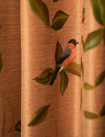 Hand-Painted Green Leaf Serenity Curtains