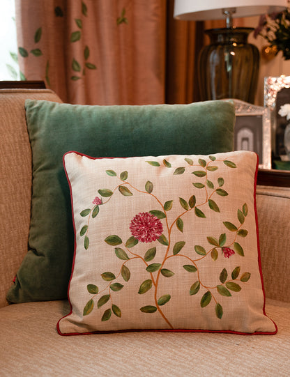 Hand-Painted Chrysanthemum Romance Cushion