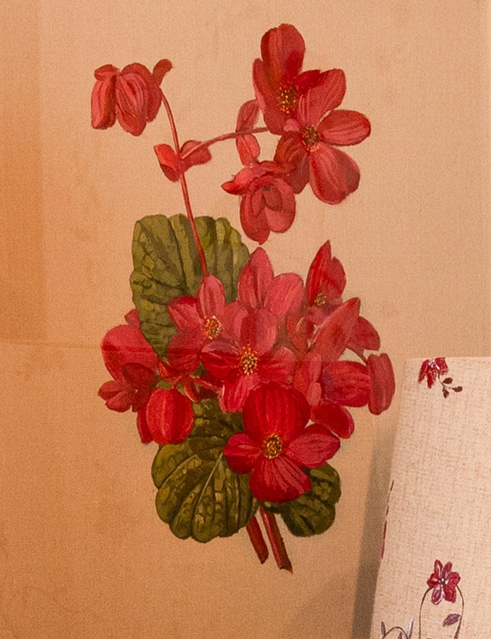 Hand-Painted Crimson Begonia