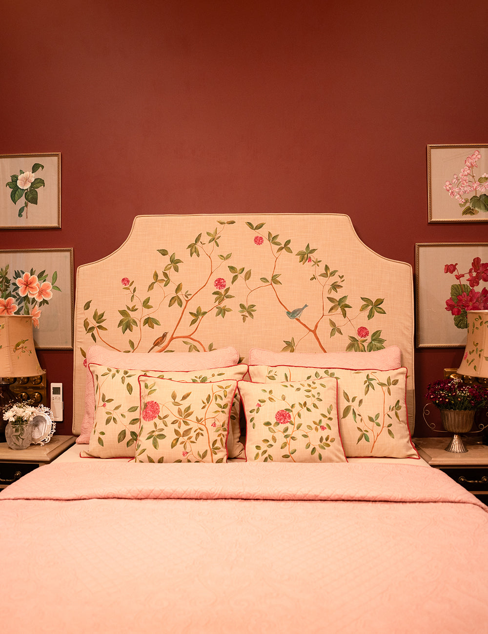 Hand-Painted Rose Garden Headboard