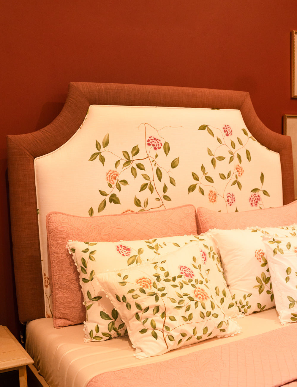 Hand-Painted Carnation Bloom Headboard