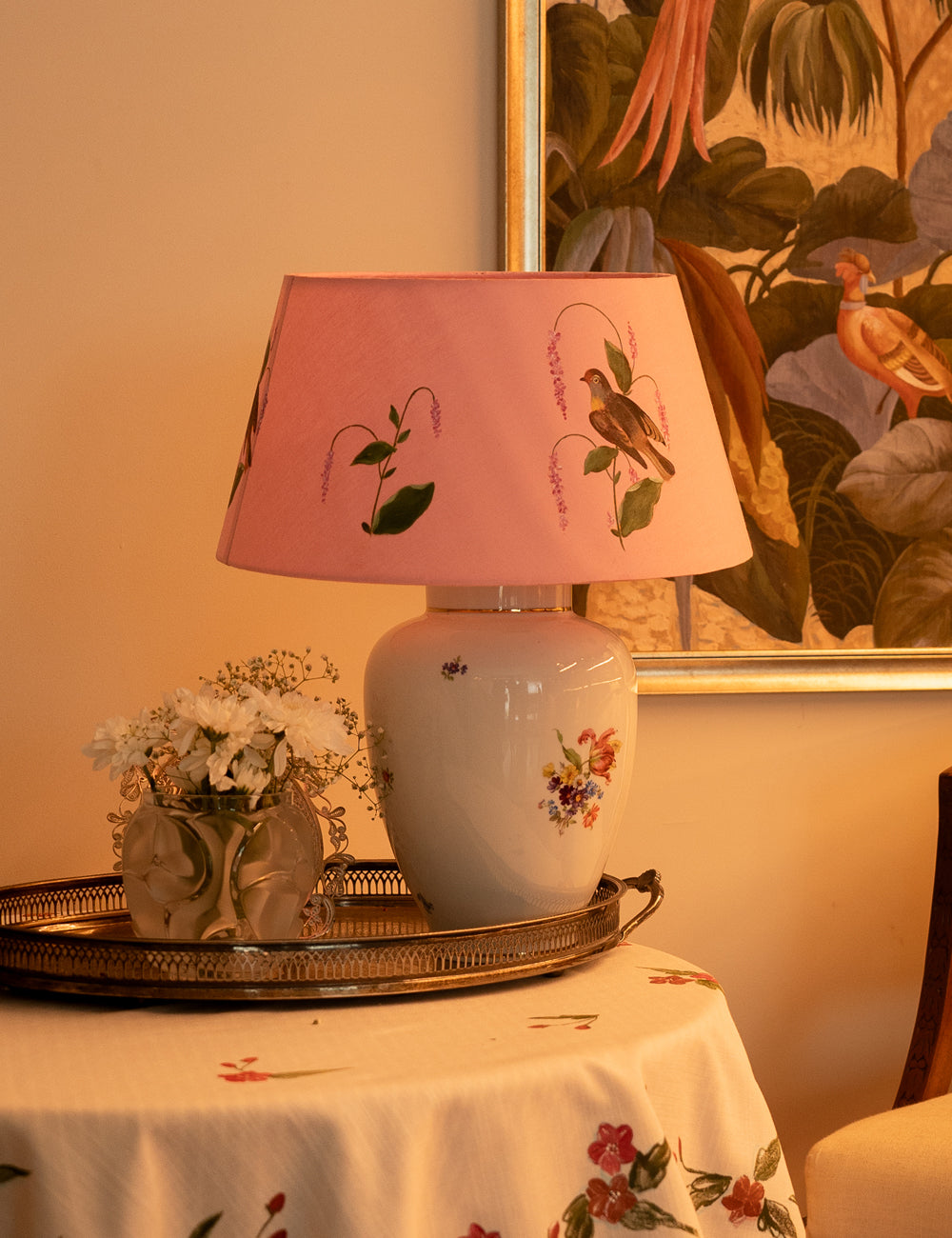 Hand-Painted Birdsong Lampshade