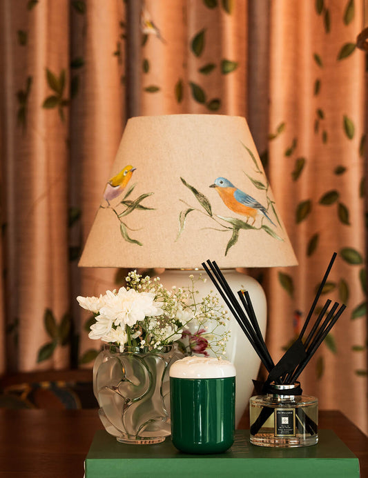 Hand-Painted Bluebird Lampshade