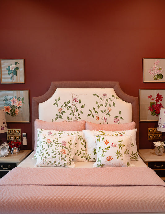 Hand-Painted Carnation Bloom Headboard