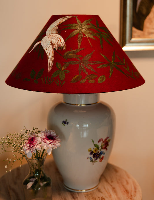 Hand-Painted Crane Lampshade