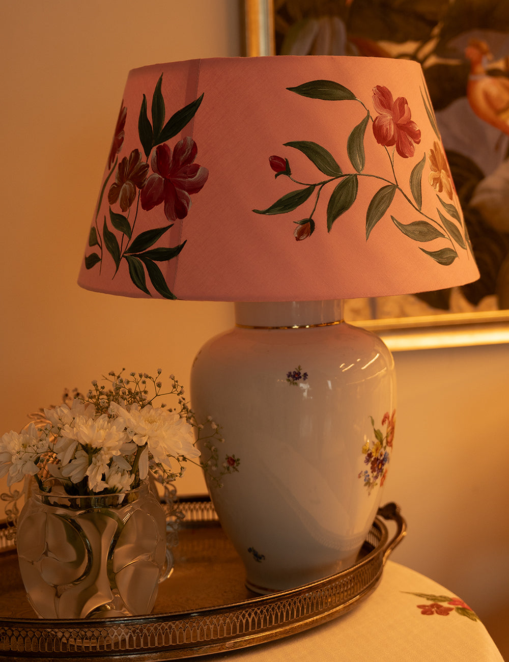 Hand-Painted Floral Romance Lampshade