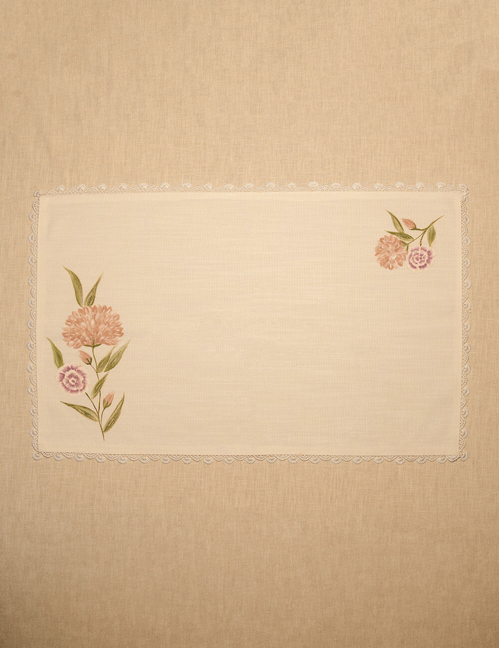 Hand Painted Carnation Table Linen