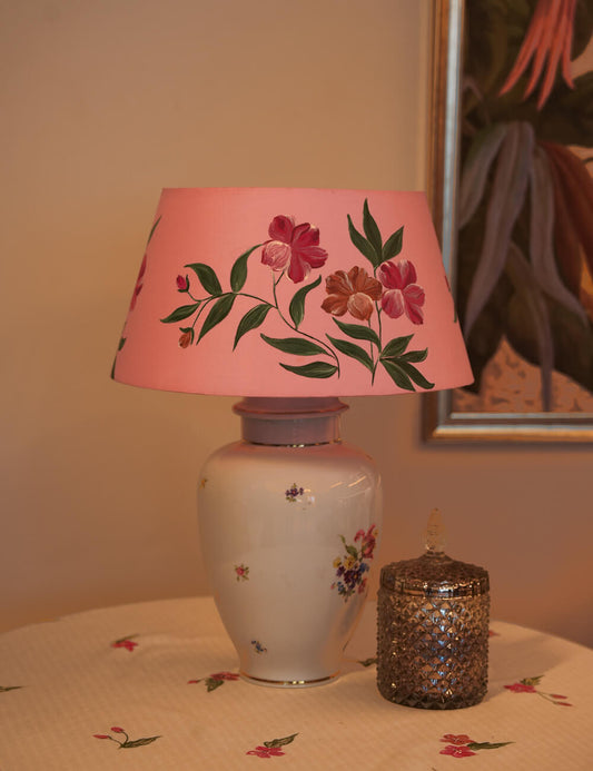 Hand-Painted Floral Romance Lampshade