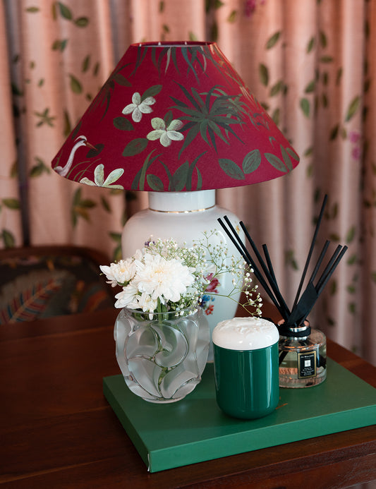 Hand-Painted Heron Lampshade