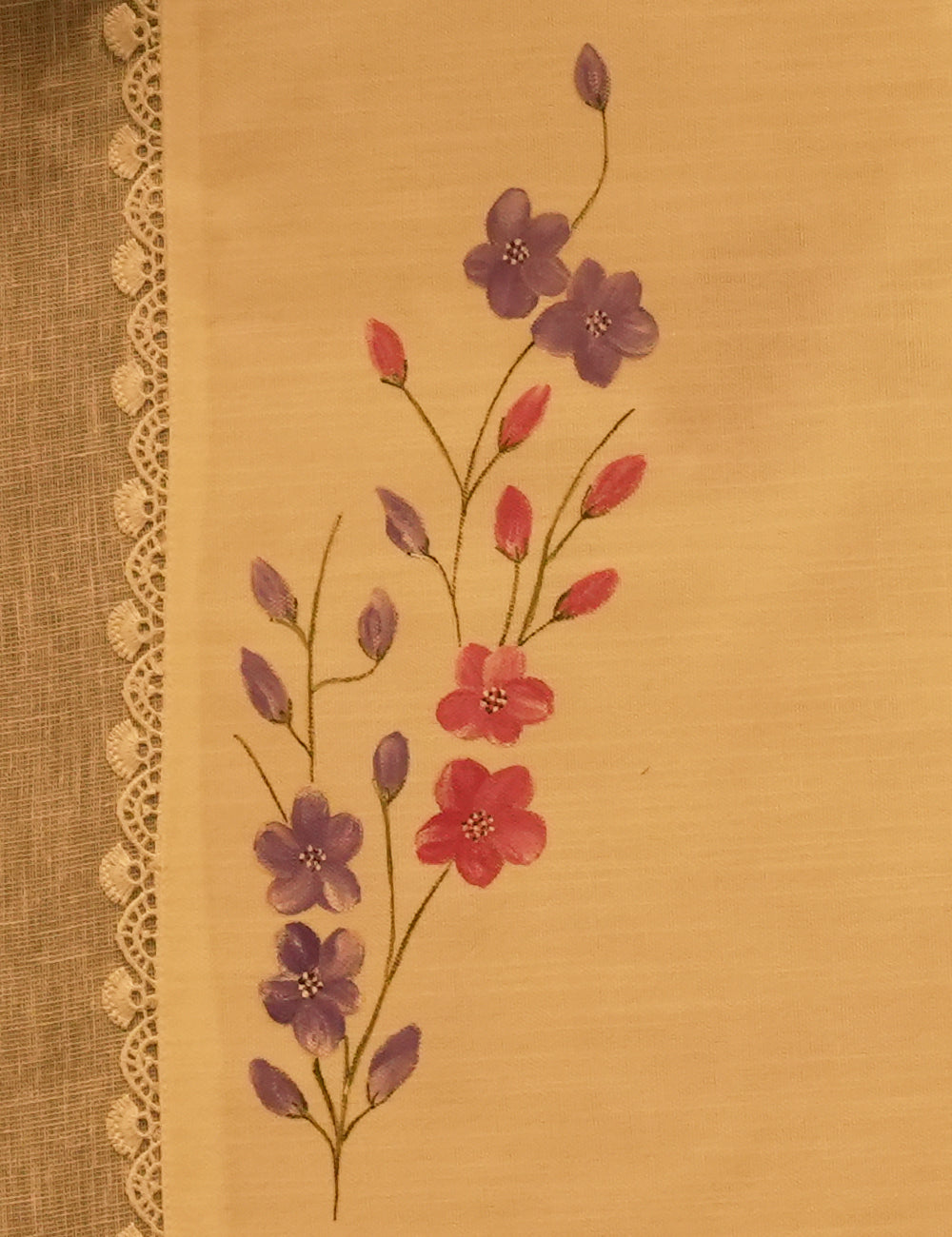 Hand Painted Larkspur Table Linen