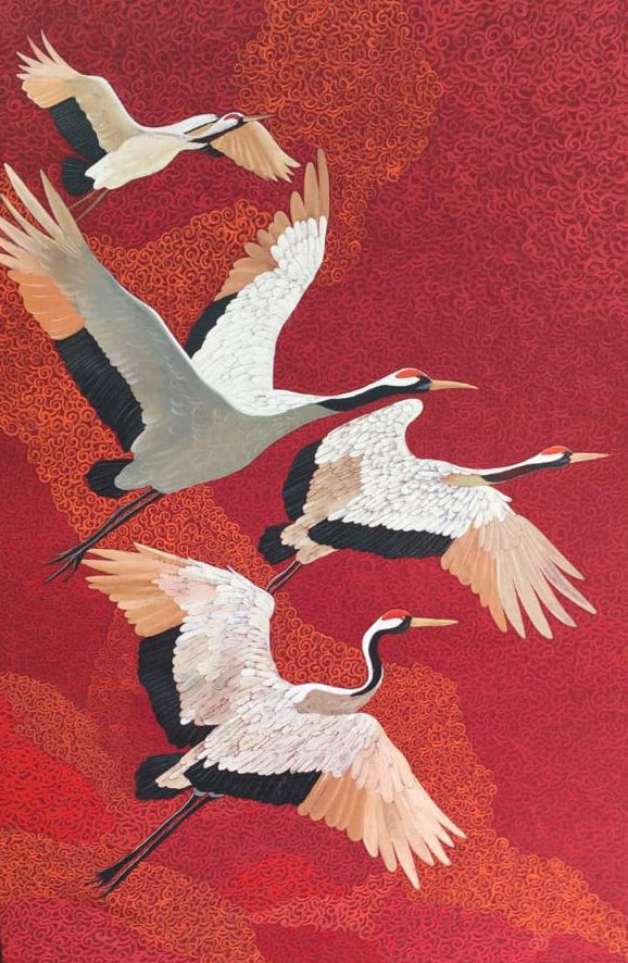 Red-Stork Serenity Painting