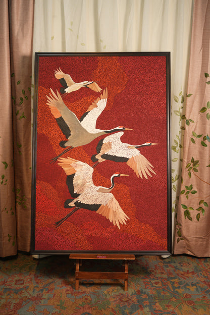 Red-Stork Serenity Painting